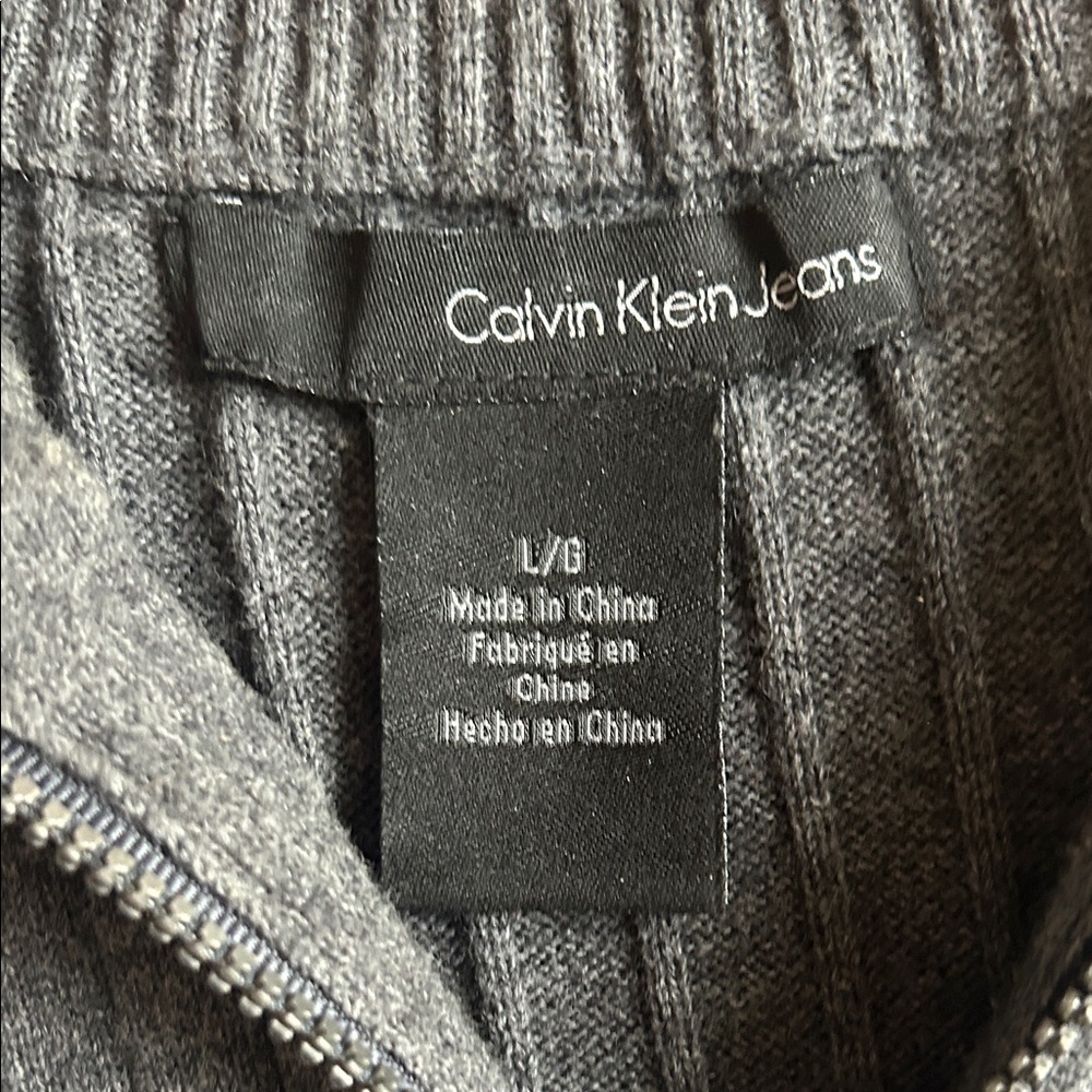 Calvin Klein Men's Charcoal Zip-Up Sweater - Picture 7 of 9